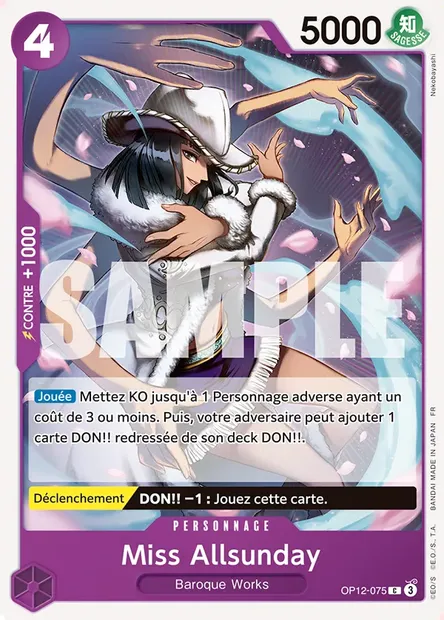 Miss Allsunday, carte One Piece OP12-075 — extension L'HÉRITAGE DU MAÎTRE