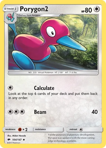 Porygon2, Pokémon card BUS 104 — Burning Shadows set