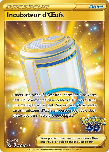 Incubateur d'Œufs, carte Pokémon PGO 087 — extension Pokémon GO