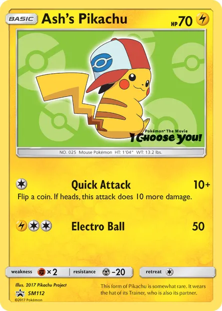 Ash's Pikachu, Pokémon card SM 112 — SM Black Star Promos set