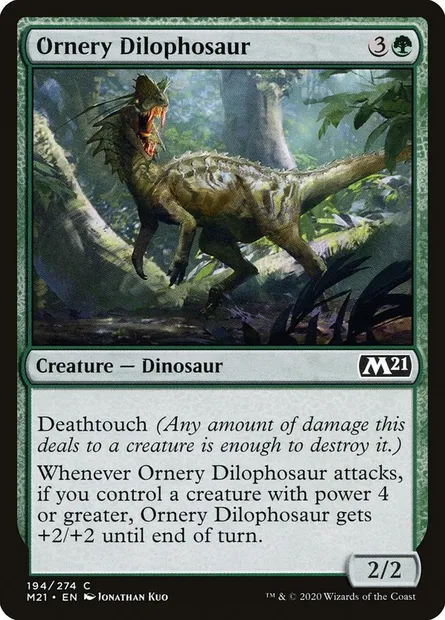 Ornery Dilophosaur, Magic card M21 194 — Core Set 2021 set