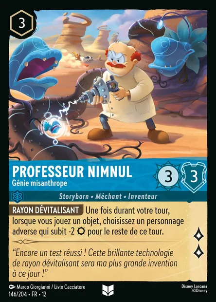 Professeur Nimnul - Génie misanthrope, carte Disney Lorcana CH12-146 — extension Contrées Inconnues