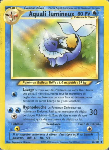 Aquali lumineux, carte Pokémon NDE 52 — extension Neo Destiny