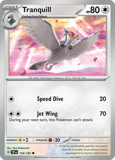 Tranquill, Pokémon card TEF 134 — Temporal Forces set
