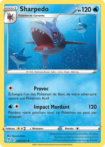 Sharpedo, carte Pokémon EVS 36 — extension Évolution Céleste