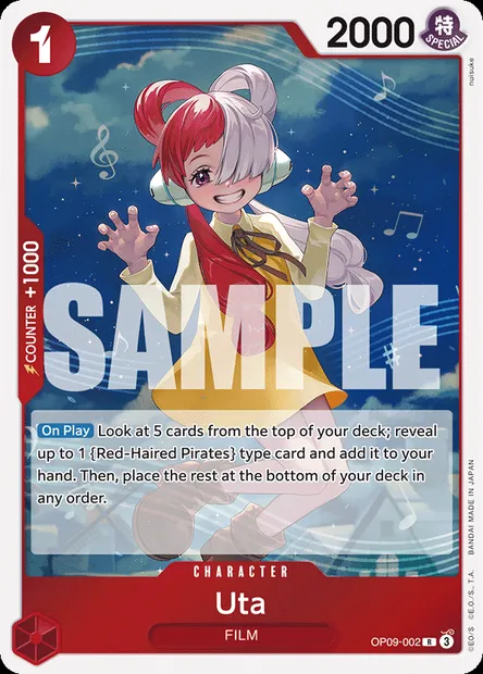 Uta, One Piece card OP09-002 — EMPERORS IN THE NEW WORLD set