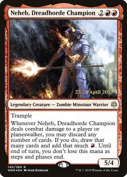 Neheb, Dreadhorde Champion, Magic card PWAR 140s — War of the Spark Promos set