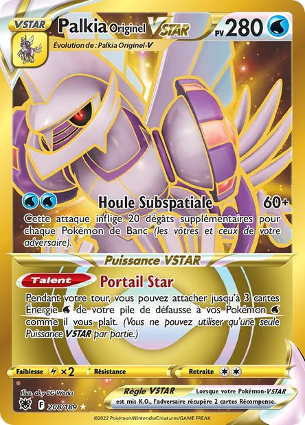 Palkia Originel VSTAR, carte Pokémon ASR 208 — extension Astres Radieux