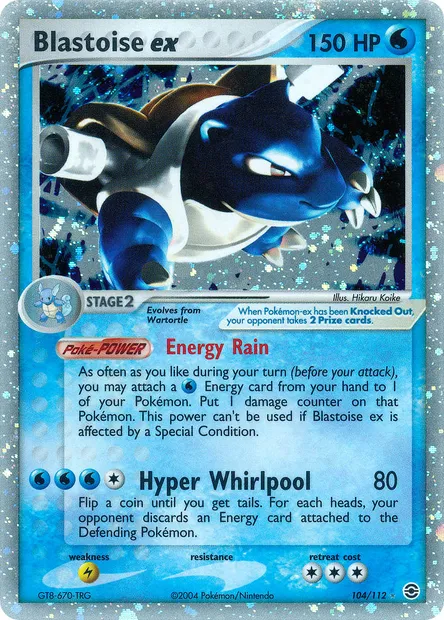 Blastoise ex, Pokémon card RG 104 — FireRed & LeafGreen set