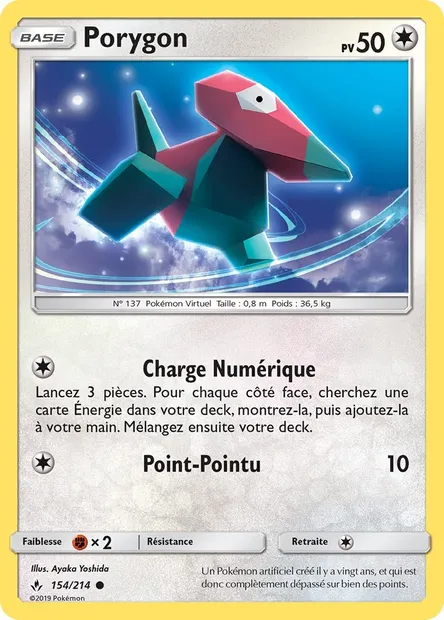 Porygon, carte Pokémon UNB 154 — extension Alliance Infaillible