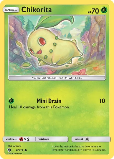 Chikorita, Pokémon card LOT 6 — Lost Thunder set
