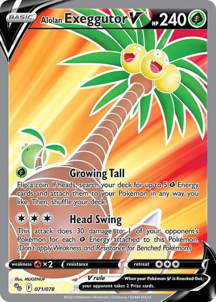 Alolan Exeggutor V, Pokémon card PGO 071 — Pokémon GO set