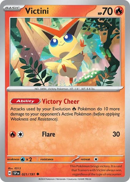 Victini, Pokémon card SSP 021 — Surging Sparks set