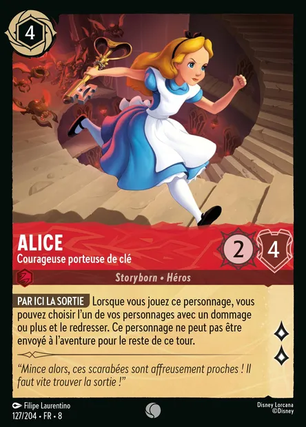 Alice - Courageuse porteuse de clé, carte Disney Lorcana CH8-127 — extension Le Règne de Jafar