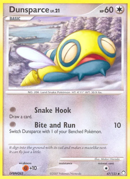 Dunsparce, Pokémon card MT 47 — Mysterious Treasures set