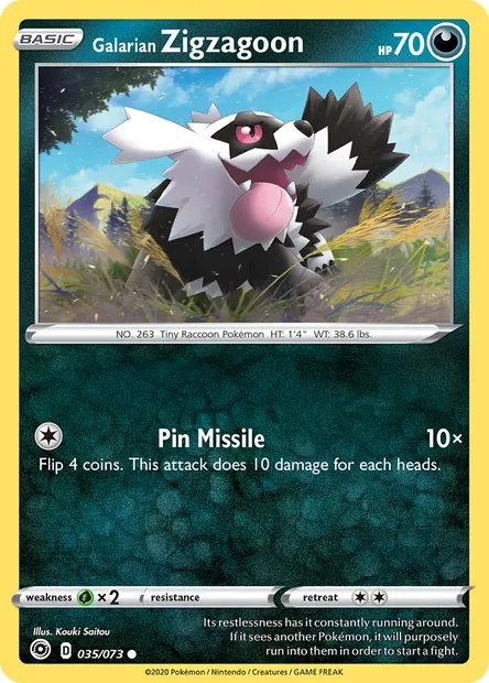 Galarian Zigzagoon, Pokémon card CPA 35 — Champion's Path set