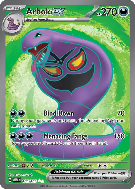 Arbok ex, Pokémon card MEW 185 — 151 set