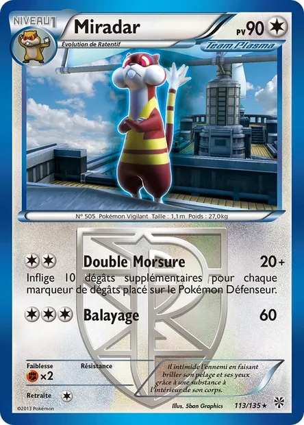 Miradar, carte Pokémon PLS 113 — extension Tempète Plasma