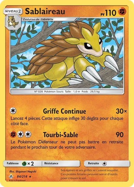 Sablaireau, carte Pokémon UNB 84 — extension Alliance Infaillible