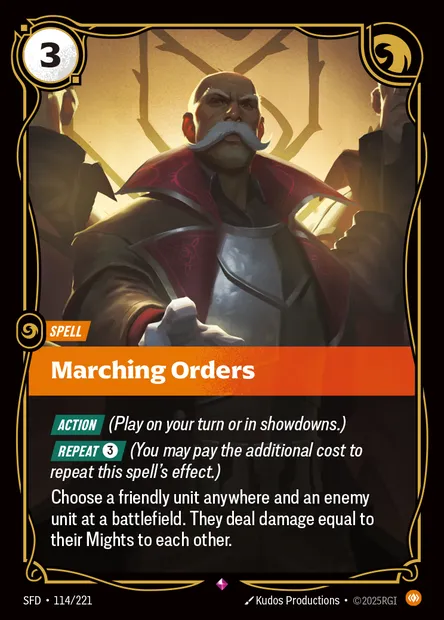 Marching Orders, carte Riftbound SFD 114 — extension Spiritforged