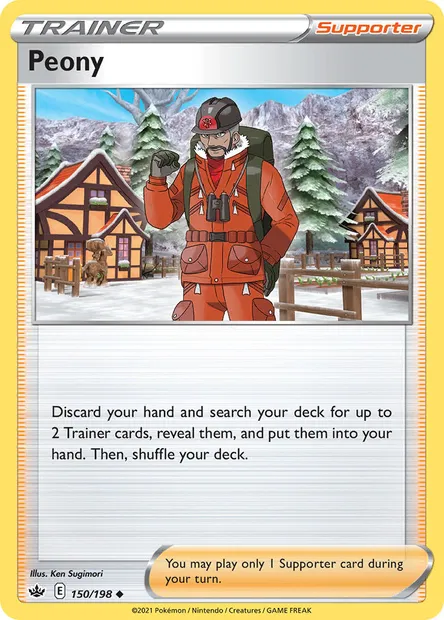 Peony, Pokémon card CRE 150 — Chilling Reign set