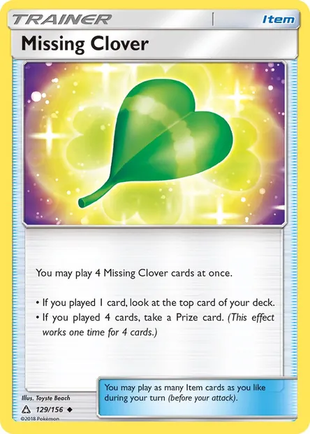 Missing Clover, Pokémon card UPR 129 — Ultra Prism set