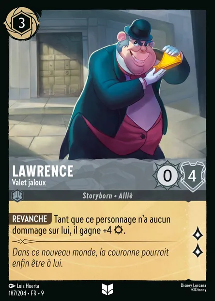 Lawrence - Valet jaloux, carte Disney Lorcana CH9-187 — extension Fabuleux