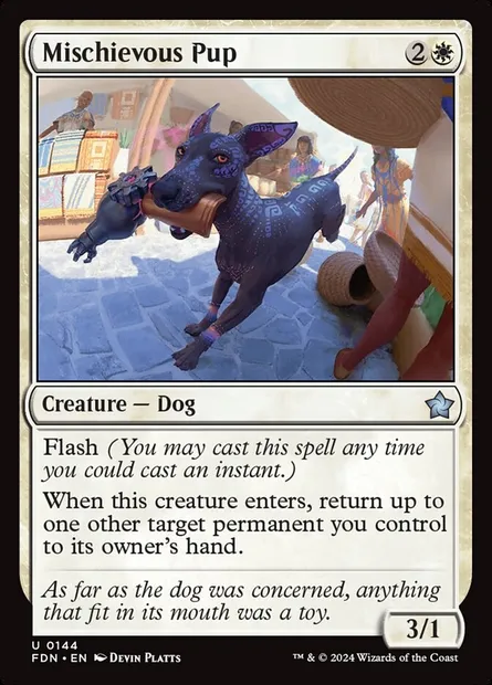 Mischievous Pup, Magic card FDN 144 — Foundations set