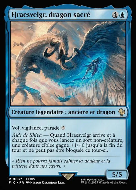 Hraesvelgr, dragon sacré, carte Magic FIC 37 — extension Final Fantasy Commander