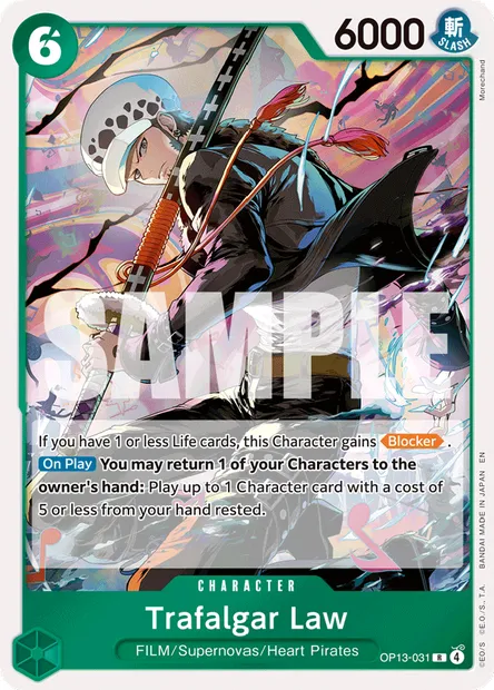 Trafalgar Law, One Piece card OP13-031 — CARRYING ON HIS WILL set