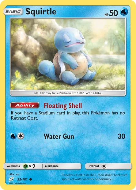 Squirtle, Pokémon card TEU 22 — Team Up set
