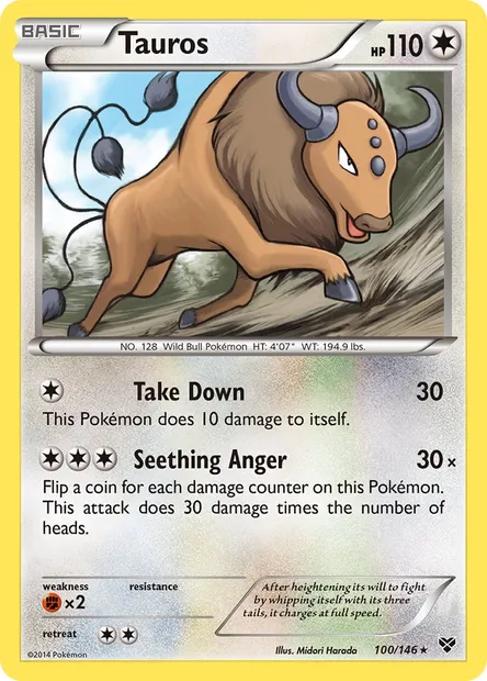 Tauros, Pokémon card XY 100 — XY set