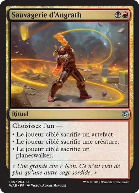 Sauvagerie d'Angrath, carte Magic WAR 185 — extension La guerre des Planeswalkers