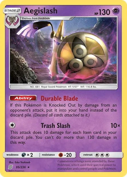 Aegislash, Pokémon card UNM 95 — Unified Minds set