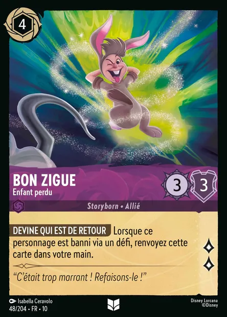 Bon Zigue - Enfant perdu, carte Disney Lorcana CH10-048 — extension Lueurs dans les Profondeurs