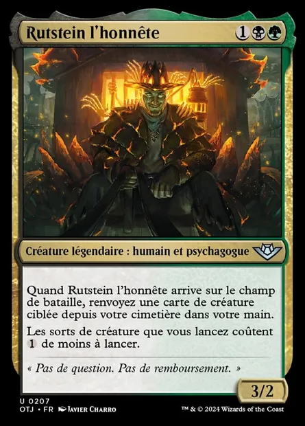 Rutstein l'honnête, carte Magic OTJ 207 — extension Outlaws of Thunder Junction