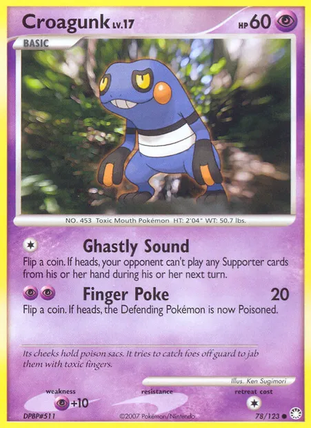 Croagunk, Pokémon card MT 78 — Mysterious Treasures set