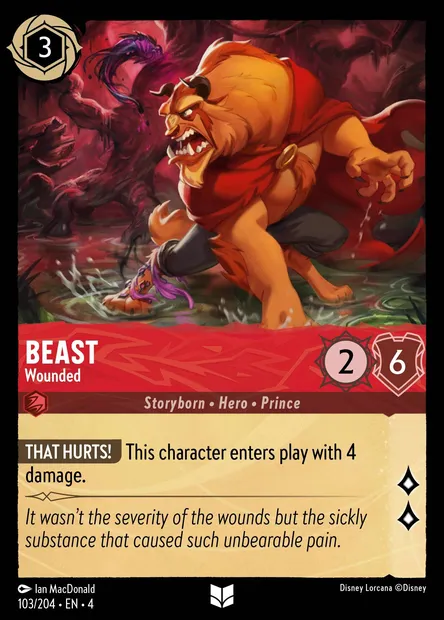 Beast - Wounded, Disney Lorcana card CH4-103 — Ursula's Return set