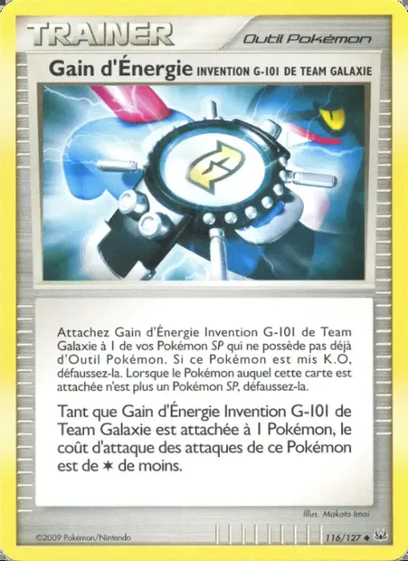 Gain d'Énergie Invention G-101 de Team Galaxie, carte Pokémon PL 116 — extension Platine