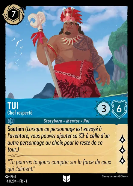 Tui - Chef respecté, carte Disney Lorcana CH1-143 — extension Premier Chapitre