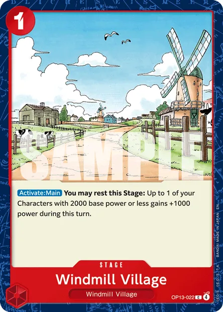 Windmill Village, One Piece card OP13-022 — CARRYING ON HIS WILL set
