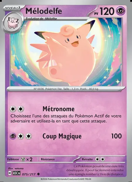 Mélodelfe, carte Pokémon ASC 075 — extension Héros Transcendants