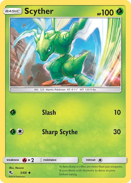 Scyther, Pokémon card HIF 5 — Hidden Fates set