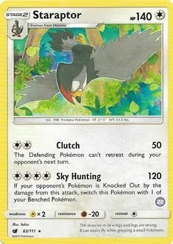 Étouraptor, carte Pokémon TK11 083-22 — extension SM Trainer Kit: Alolan Sandslash & Alolan Ninetales