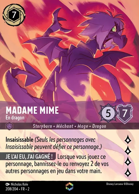 Madame Mime - En dragon, carte Disney Lorcana CH2-208 — extension L'Ascension des Floodborn