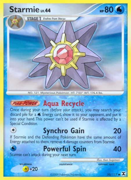 Starmie, Pokémon card RR 50 — Rising Rivals set