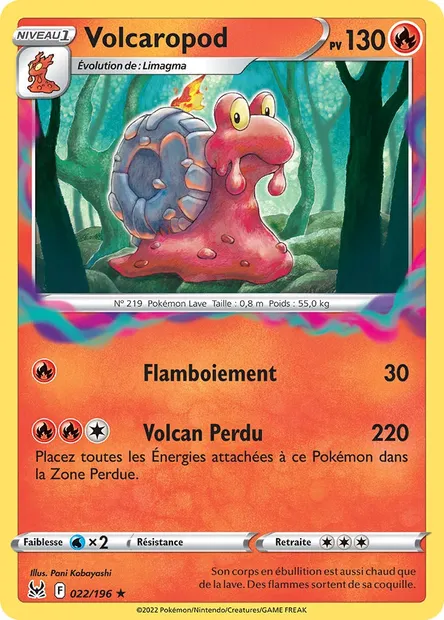 Volcaropod, carte Pokémon LOR 022 — extension Origine Perdue