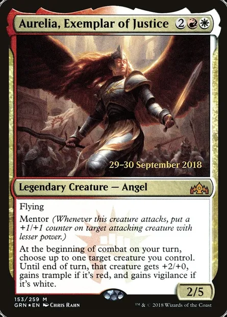 Aurelia, Exemplar of Justice, Magic card PGRN 153s — Guilds of Ravnica Promos set