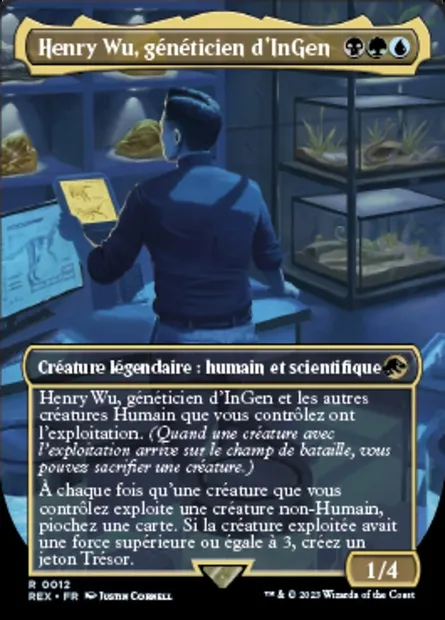 Henry Wu, généticien d'InGen, carte Magic REX 12 — extension Jurassic World Collection