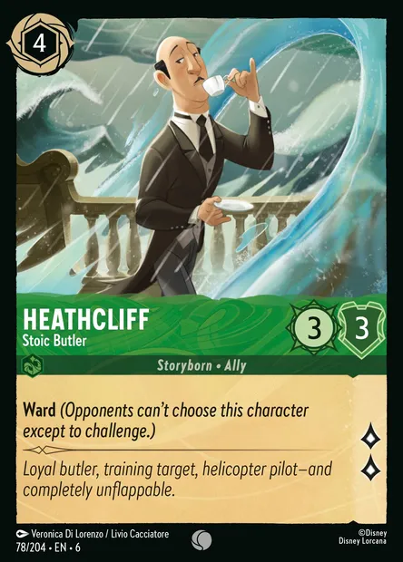 Heathcliff - Stoic Butler, Disney Lorcana card CH6-078 — Azurite Sea set